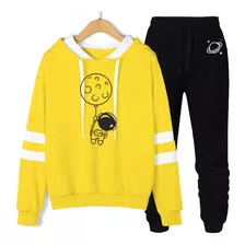 Conjunto De Frio Blusa E Calça Moletom Astronauta Tumblr F29