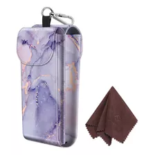 Funda Doble Para Gafas Fintie Lilac Marble, Piel Vegana