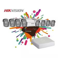 Kit 8 Camaras Bullet Colorvu 2.0mp 1080p Hikvision Jwk