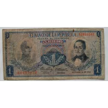 Colombia: Bela Cédula De 1 Peso 1963 Mbc - Usada