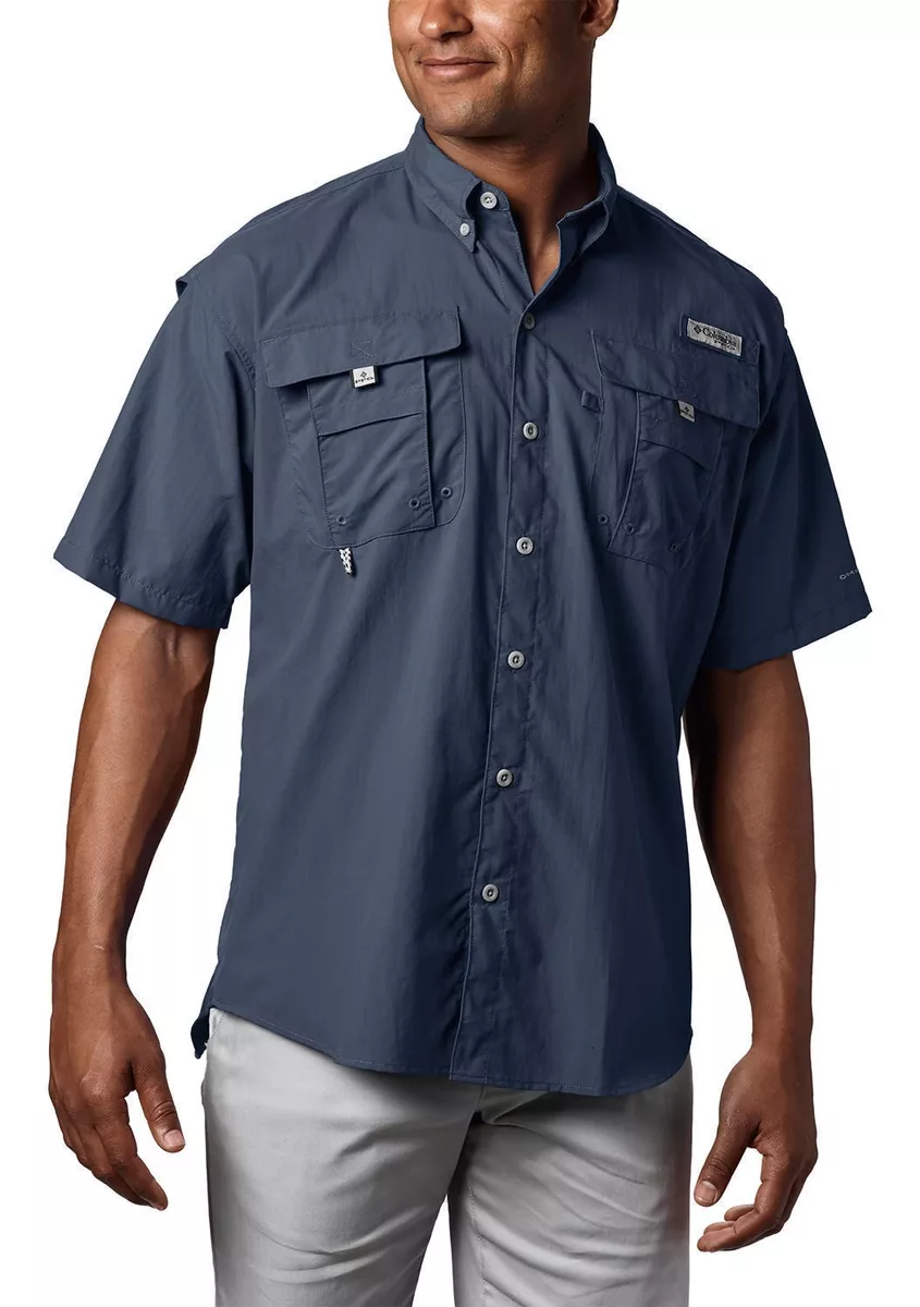Camisa M/c Nylon Hombre Bahama Ii S/s Shirt Azul Columbia