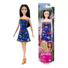 Boneca Barbie Loira Fashion Vestido Azul Mattel Original