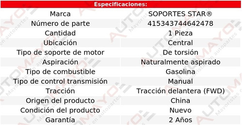 Soporte Tacn De Motor Ctral Sentra 1.8l 4 Cil Std 00-04 Foto 2