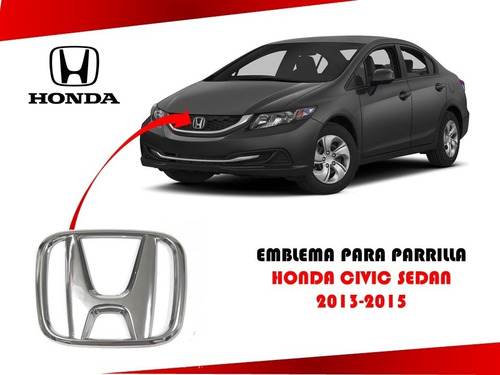 Emblema Para Parrilla Honda Civic 2013-2015 Sedan Foto 3