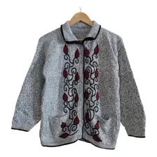 Campera Bordada Saco De Lana De Alpaca Mujer