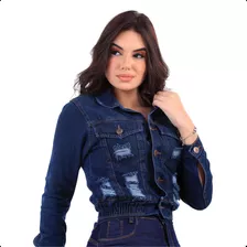 Jaqueta Jeans Feminina Sem Lycra Curta Jaquetinha Destroyed