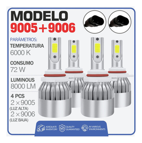 9005 H11 Kit De Focos Led De 4 Lados 20000lm For Chevrolet Chevrolet Cheyenne