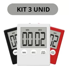 Kit 3 Cronômetro Timer Digital Temporizador Cozinha/academia