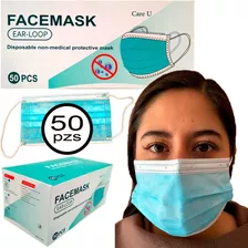 Cubrebocas Mascarilla Desechable 50 Piezas Care U Tricapa