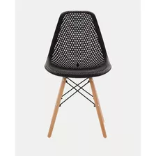Cadeira De Jantar Eames Eiffel Design Colmeia Eloisa Base Madeira, 6 Unidade Preto