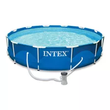 Pileta Estructural Redondo Intex 28211 Con Capacidad De 1718 Galones De 3.66cm De Largo X 3.66cm De Ancho De 12 Ft De Diámetro Azul