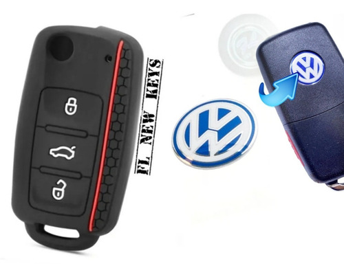 Funda Silicon Llave Volkswagen + Emblema 14 Mm. Aluminio  Foto 5