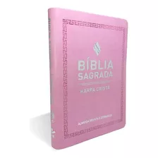 Bíblia Sagrada Evangélica Slim Harpa Cristã Capa Luxo Rosa