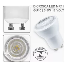 10 Lâmpadas Led Mr11 Mini Dicroica Bivolt 3,5w Branco Quente