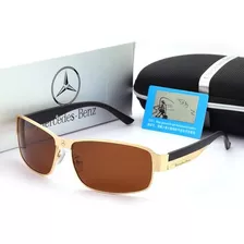 Óculos De Sol Luxuoso Mercedes-benz Polarizado Proteção Uv Cor Dourado Cor Da Armação Depende Cor Da Lente Preto