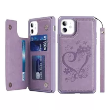 Funda Billetera Para iPhone 11 6.1 Rose Gold Corazon + Tira