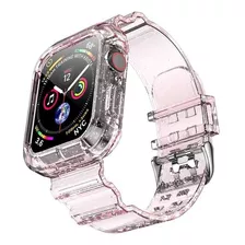 Malla Para Apple Watch 38/40/41mm C/bumper Clear Gliter Rosa