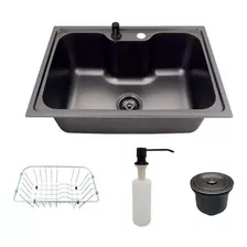 Cuba Cozinha Gourmet Luxo Aço Inox 201 Preto Acessórios 60cm