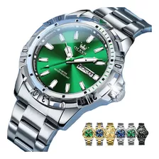 Reloj De Negocios Luminoso De Acero Inoxidable Para Hombre