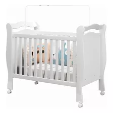 Berço Alvin 100% Mdf Com Rodízios Branco Infantil