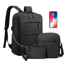  Kit De 3 Mochilas Impermeables Con Cargador Usb- Onda Shop