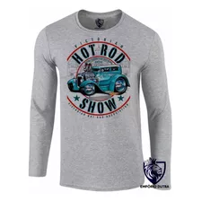 Kit 2 Camiseta Longa Carro Ford Antigo Hot Rod V8 Muscle