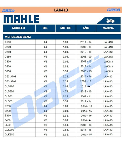 Filtro Cabina Carbon Mercedes Benz Glk300 Glk350 Lak413 Foto 2