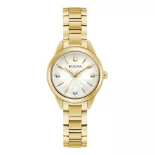 Relógio Bulova Feminino Sutton 97p150 *diamante Cor Da Correia Dourado Cor Do Bisel Dourado Cor Do Fundo Champagne