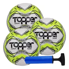 Kit 3 Bolas Topper Slick Futsal Tech Fusion 0% Água + Bomba