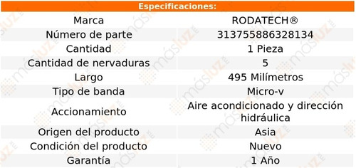 (1) Banda Accesorios Micro-v A/a Y D/h 306 1.6l 4 Cil 00/01 Foto 2