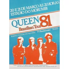 Adesivo Retrô - Queen Brazil 1981 - Decora - 33 Cm X 48 Cm