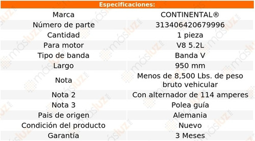 Banda 950 Mm V Acc W150 Dodge V8 5.2l 85 Continental Foto 4