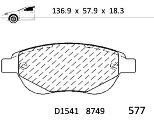 Balata Delantera Peugeot 207 07-14, 307 Sw 06-09 Foto 3