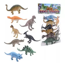 Animais Emborrachados Coleção Dinossauro Dino World 8 Peças
