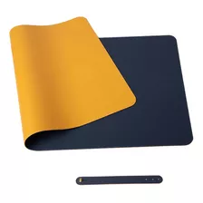 Mouse Pad De Escritório Impermeável E Antiderrapante Couro Cor Dupla Face = Amarelo + Azul Safira Linha De Costura De 70*35cm