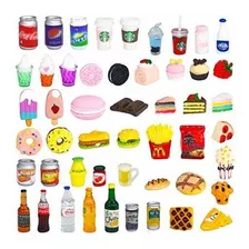 50 Unids Miniatura Comida Botellas Latas Accesorios Cocina 