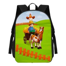 Mochila Carroça Fazendinha Cavalo Infantil Básica Reforçada