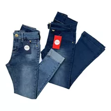 Kit 2 Calças Jeans Feminina Infantil Menina 10 12 14 16 Anos