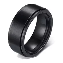 Anillo De Hombre Titanio Black Titan Giratorio Moda 2022 M1