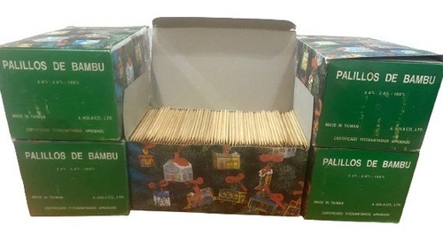 Palillos De Bambú 10cm 2000 Und Por Caja Doble Punta