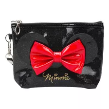 Necessaire Preto Laço Orelhas Minnie Disney 12x5x17 Cm