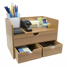 Sorbus 3tier Bamboo Shelf Organizer Para Escritorio Con C