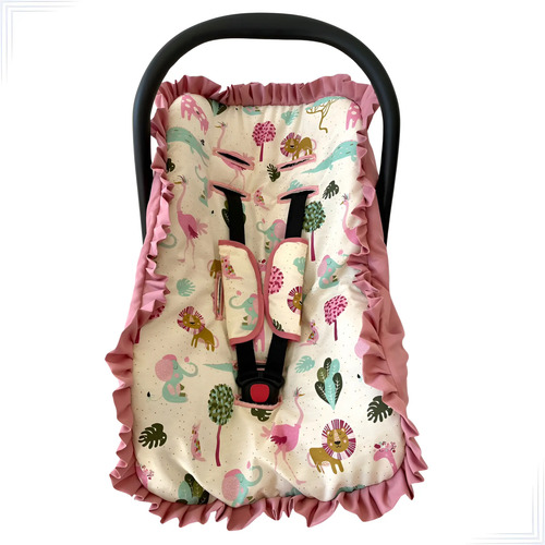 Kit 3 Pçs Safari Rosê / Bebe Conforto Capa Protetores Cinto Rosé
