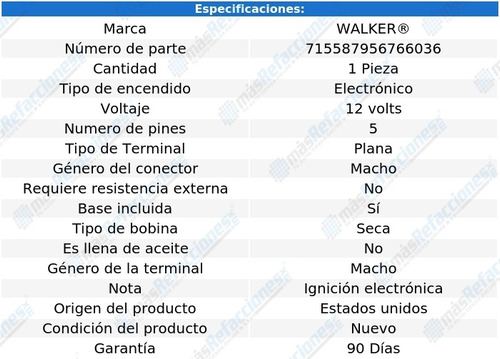 Bobina Seca Pontiac Grand Safari V8 6.6l 74-78 Walker Foto 2