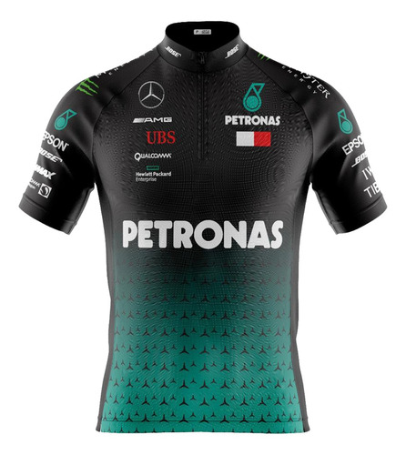 Camisa Ciclismo Masculina Petronas F1 Dry Fit Com Bolsos