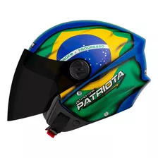 Kit 2 Capacete Patriota Bandeira Brasil Com Viseira Fumê