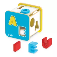 Brinquedo Educativo Cubo Didático Infantil Letras Mdf 15x15