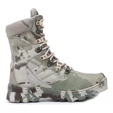 Bota Militar Coturno Masculino Tática Camu Palmilha Em Gel