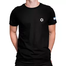 Camiseta Estrela De Davi Bandeira De Israel Na Manga