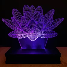 Lampara Led 3d Rgb Holograma Con Control Flor De Loto